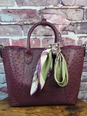 Ostrich Embossed Faux Leather Tote Bag